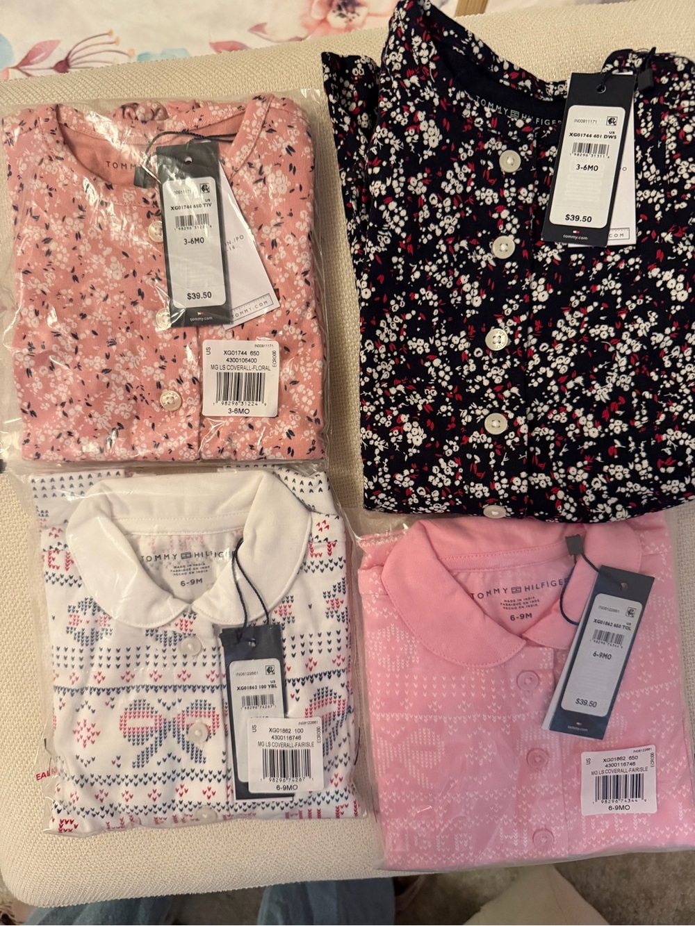 Tommy Hilfiger Baby Floral & Knit Top Set - Pink, Black, White